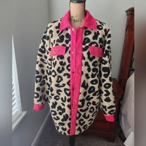 NWOT Womens Leopard Teddy bear fleece Shacket